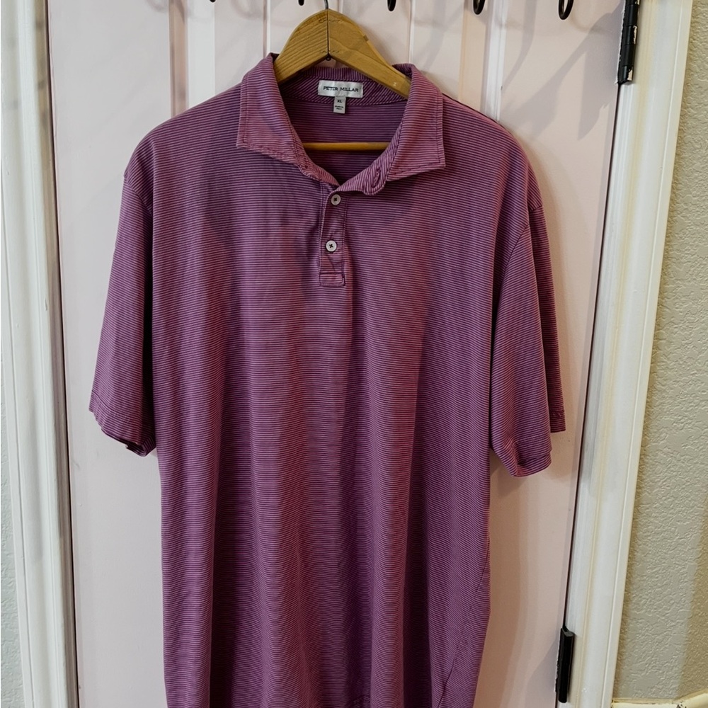 Peter Millar Purple Striped Polo Shirt